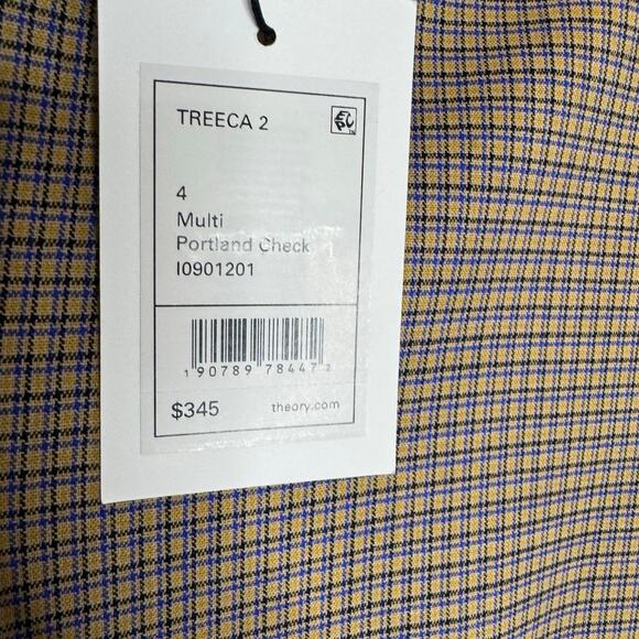 Theory Treeca 2 Portland Check Chino Wool-blend Stretch Pants Multi Sz 4 New - Picture 13 of 16